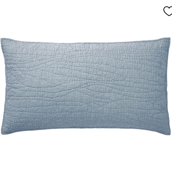 Pottery Barn Belgian Flqx Linen Hand Stitched King Sham Chambray